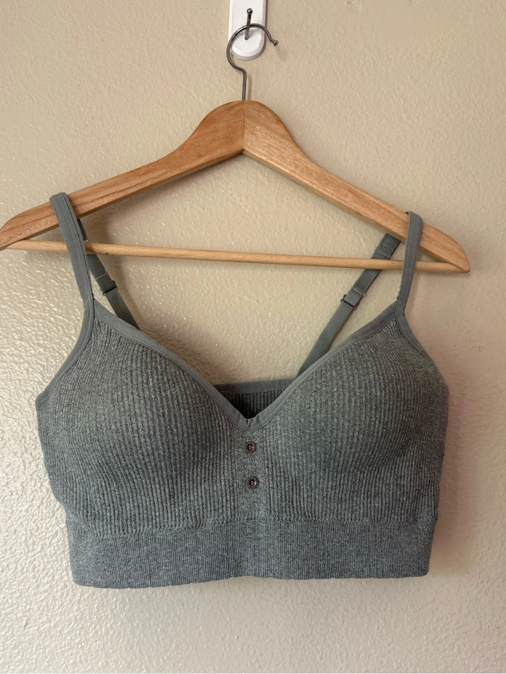 Lucky Brand Ribbed Padded Bralette - Gray